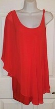Bebe Red Coral Orange Off Shoulder Cocktail Party Dress Chiffon overlay ... - £25.05 GBP