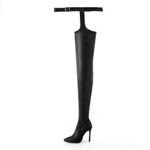 Fashion Black Thigh High Boots Women&#39;s Sexy Over The Knee Leather Belt Buckles B - £78.04 GBP