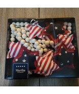 NIB MARTHA STEWART 4TH JULY WOOD BEADS/CLOTH STARS 6&#39; GARLAND - $361.19 MXN