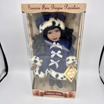 Vintage Hand Painted African American Bisque Porcelain Doll Ltd Blue Outfit Hat - £19.84 GBP