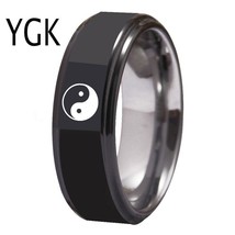 YGK Trendy / Mystic Tungsten Carbide Black, Ying &amp; Yang Themed Ring - Unisex - £27.78 GBP