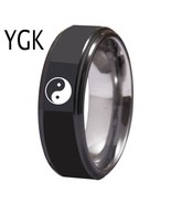 YGK Trendy / Mystic Tungsten Carbide Black, Ying &amp; Yang Themed Ring - Un... - $36.99
