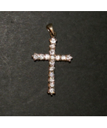 925 Sterling Silver CZ Rhinestones Cross Charm Pendant - $33.69 CAD