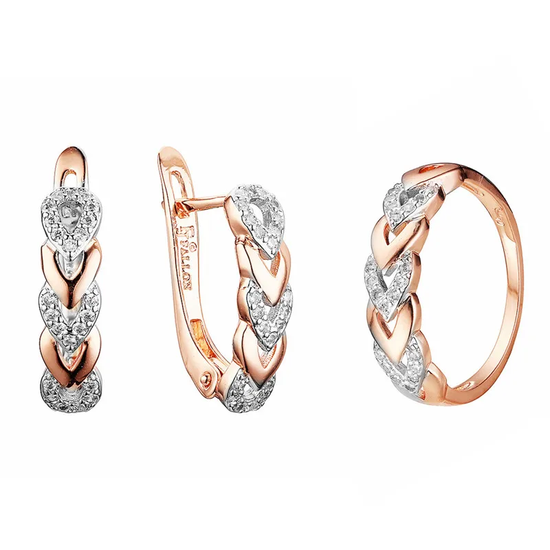 New Fashion GolHeart Shape Ring Jewelry Set Women Jewelry Accessories Girlfriend - £21.75 GBP