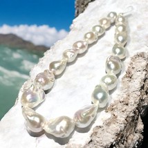 Keshi Baroque 16 - 25mm 19 pcs Natural White Pink Tone Cultured Pearl 16&quot; Strand - £355.40 GBP