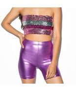 Classic Tube Top Women&#39;s Sequin Glitter Strapless Stretchy Crop Top Pink... - $6.99