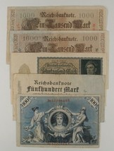 1908-1922 Germany 5-Note Currency Set German Empire &amp; Weimar Republic Marks - £41.28 GBP