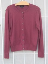 BANANA REPUBLIC ~ Sz M ~ Cardigan Sweater Cranberry Cotton Nylon Cashmere Blend - £19.74 GBP