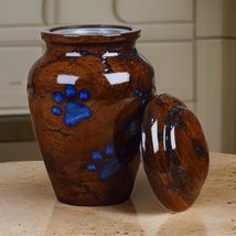 Handmade Wooden Pet Urns for Dogs &amp; Cats with Resin Paw Design | 3&quot;L x 3&quot;W x 5&quot;H - £29.87 GBP