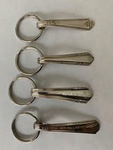 Set of 4 Vintage Silver-plate Keychains, Silverware Tips, Engraved - £32.70 GBP