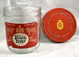 Vintage Robb Ross Family Size Empty Peanut Butter Glass Jar 2 lb 8 oz Iowa - £71.40 GBP