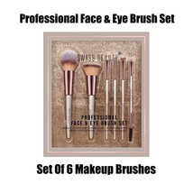 Premium Synthetic Bristle Professional Face &amp; Eye Brush Set Of 6 Makeup ... - $36.69