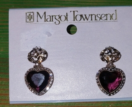 Margot Townsend Amethyst Heart screw-back earrings New - £36.05 GBP