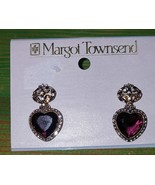 Margot Townsend Amethyst Heart screw-back earrings New - $44.99