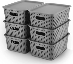 Areyzin Plastic Storage Baskets With Lid Organizing Container Lidded, 6 ... - $670.10 MXN