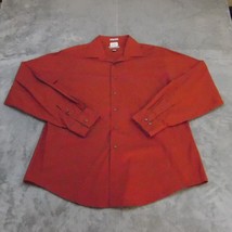 Van Heusen Shirt Men 17-17.5 36/37 Red Long Sleeve Button Up Fitted Poplin - $22.75