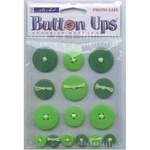 Button Ups Adhesive Button Embellishments Green For Scrapbooking - £10.70 GBP