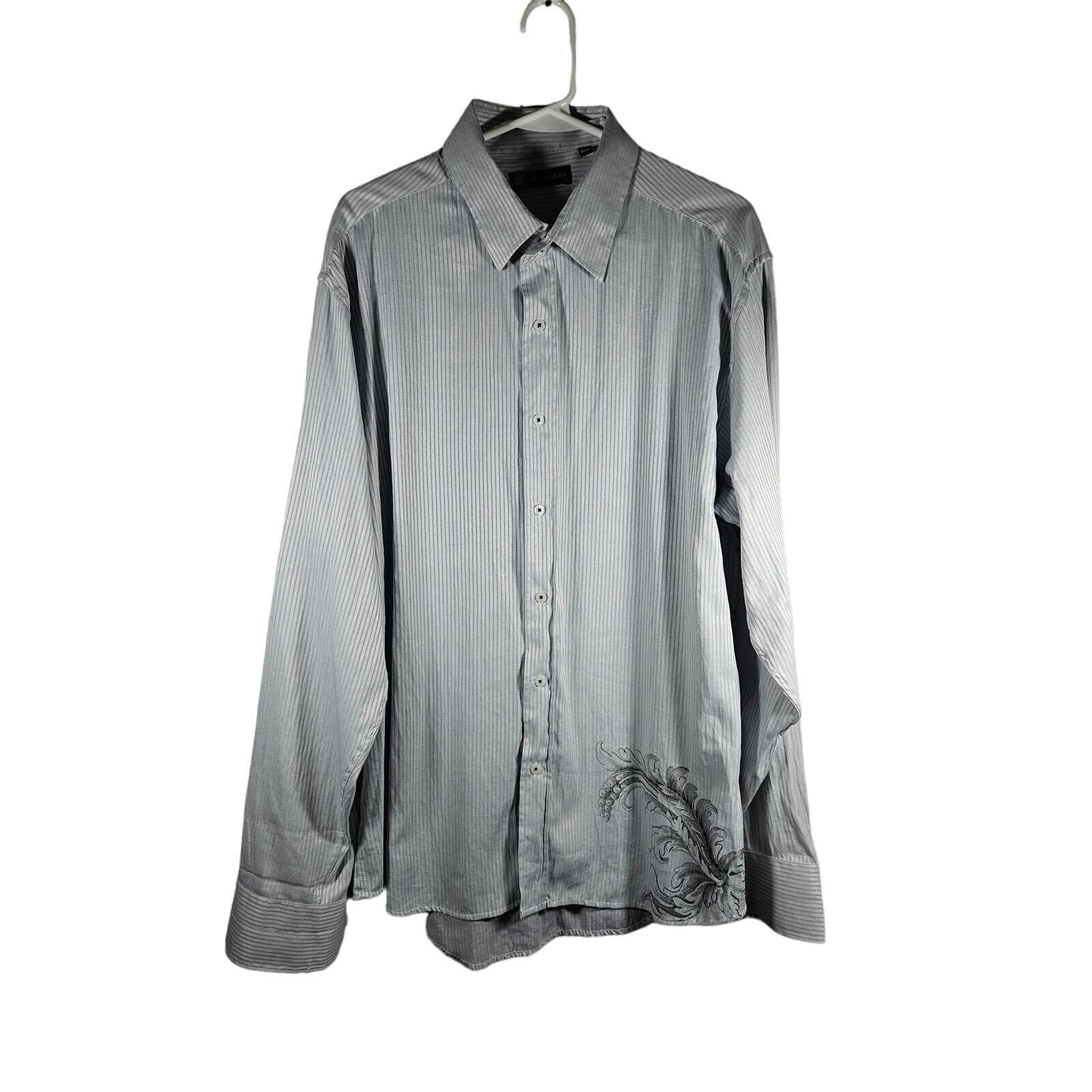 Level Ten Men&#39;s Long Sleeve Button Down Shirt L Grey Print XXL - $18.80
