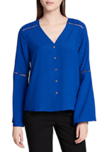 Nwt Calvin Klein Blue Bell Sleeves Career Top Blouse Size M $69 - £52.64 GBP