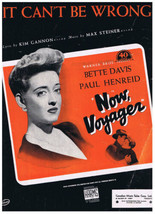 It Can&#39;t Be Wrong Sheet Music Kim Cannon Max Steiner Now Voyager Bette D... - £2.89 GBP