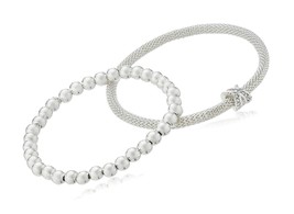 NINE WEST Silver-Tone 2 Row Stretch Bracelet - $73.45