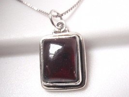 Red Garnet Rectangle 925 Sterling Silver Necklace Corona Sun Jewelry k104k - £17.25 GBP