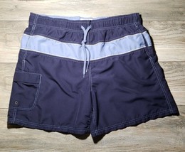 High Sierra Mens Large 38&quot; to 42&quot; Wide Stripe Swim Trunks Board Shorts Dark Blue - £11.14 GBP