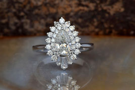 1.50Ct Pear Cut D/VVS1 Diamond Women Engagement Ring 14K White Gold Finish - £67.24 GBP