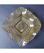 Vintage Indiana Glass Yellow Diamond Point Square Candy Dish - £14.14 GBP