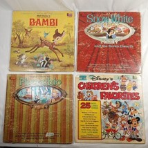 Vintage Walt Disney&#39;s Vinyl LP Lot Bambi + Magic Mirror Snow White, Pinocchio - £15.58 GBP