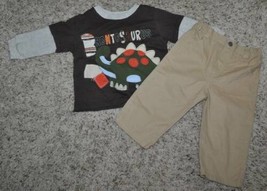 Boys Shirt Pants 2 Pc Dinosaur Little Rebels Long Sleeve Outfit Set-sz 18 months - £6.68 GBP