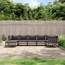 7 Piece Patio Lounge Set with Cushions Anthracite Poly Rattan - $21,921.03 MXN