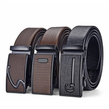 High Quality Men Leather Belt Metal Automatic Buckle Work Busines - £12.72 GBP+