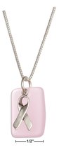 Pendant Necklace Sterling Silver 18&quot; Blush Pink Sea Glass Cancer Awareness - £86.92 GBP