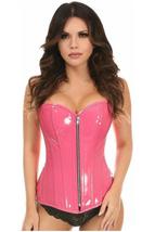 Top Drawer Bubblegum Pink Patent PVC Steel Boned Over Bust Corset 1432 - $99.00