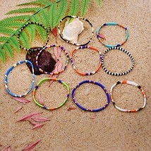 10 Pieces Rainbow Tila Beads Bracelet for Women Fashion Charm Wrap Stackable Boh - £37.24 GBP