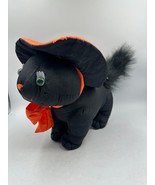 Vtg Halloween Black Cat Puffy Nylon Stuffed Plush 1993 International Sil... - $18.29