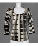 VTG CDW Dark Brown &amp; Tan Shimmery Tiles Rectangles Scoop Neck Tunic Top ... - $25.79 CAD