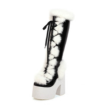 cosplay long boots women super high heels 15cm platform knee boots with lace up  - £187.74 GBP