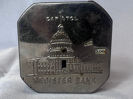 Vtg Capitol Register Bank Daily $5.00 Dime Tin Pocket Piggy Bank - $39.55
