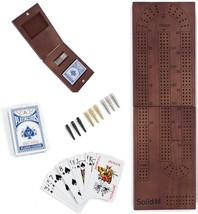 Folding Wooden Cribbage Board Game Set for 2 4 Players Travel Cribbage Board wit - $46.65