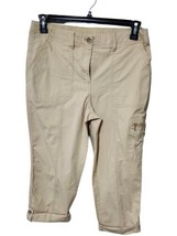 Chico&#39;s Women&#39;s Size 0.5 (4) Khak Crop Beige Linen Blend Cargo Pants Casual - $24.52