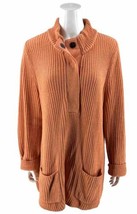 Soft Surroundings Sweater Highland Tunic Womens XL Ribknit Apricot Orange Snap - £38.92 GBP