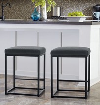 MAISON ARTS Black Counter Height 24&quot; Bar Stools Set of 2 for Kitchen Counter - £105.54 GBP