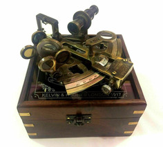 Handcrafted Nautical Brass Sextant Antique Sextant with Wooden Box - £41.28 GBP