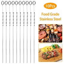 New Stainless Steel BBQ Skewers 16&quot; Shish Kabob Grill Set of 10 - $26.99