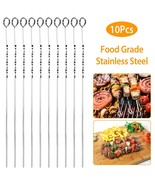 New Stainless Steel BBQ Skewers 16&quot; Shish Kabob Grill Set of 10 - £21.62 GBP