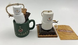The Original S’mores Marshmallow Snowman Ornaments Lot Of 2 By Midwest - £7.93 GBP