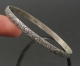 BEAU 925 Sterling Silver - Vintage Antique Swirl Detail Bangle Bracelet - BT8744 - £56.07 GBP