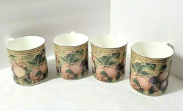 TUSCANY Coffee Mugs Set of 4 Fitz &amp; Floyd 12 oz 4&quot; Orchard Fruit Grapes - $61.37